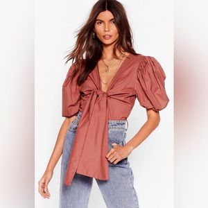 NWT cap, puss sleeve blouse